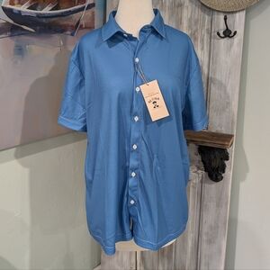 NWT Aloha Blue Casual Button Down Shirt